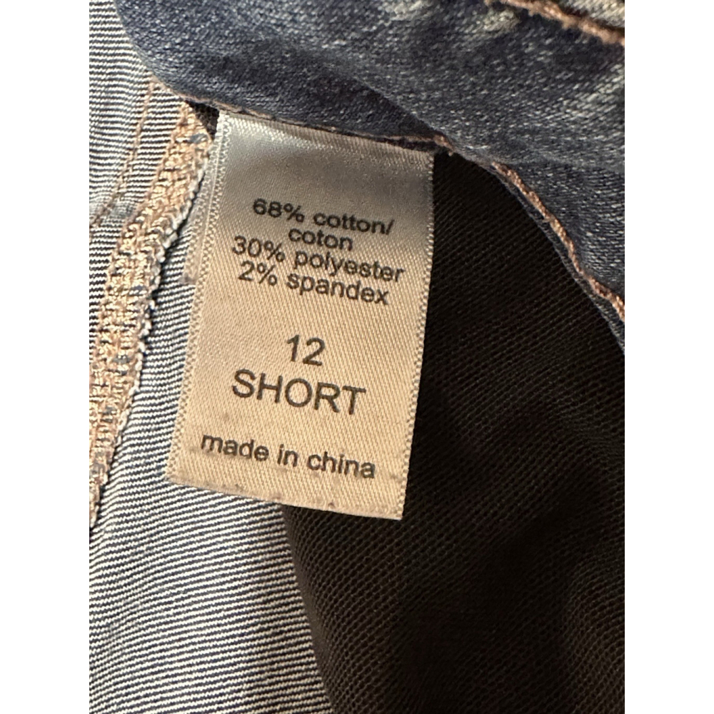 Maurices Everflex Jeans High Rise Womens 12 SHORT Ankle BLUE Distressed Cowgirl - Picture 4 of 14